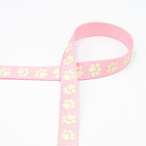 Reflekterande vävda band Hundkoppel Tassar [20 mm] – rosa, 