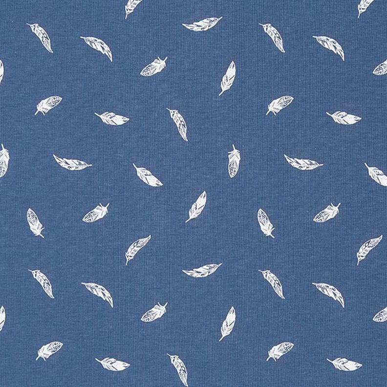 Bomullsjersey Fjädrar – jeansblå,  image number 1