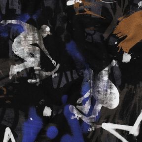 French Terry Sommarsweat skategraffiti Digitaltryck | Poppy Fabrics – svart/indigo, 