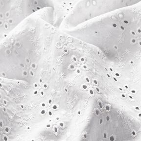 Bomullsbatist Engelskt broderi Blomrader – vit, 