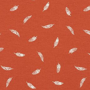 Bomullsjersey fjädrar – terracotta, 