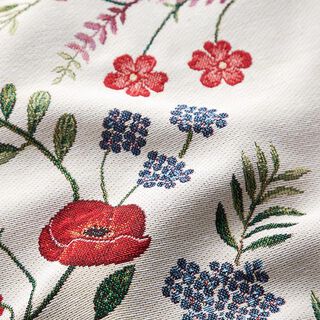 dekorationstyg gobeläng vallmoblommor – yllevit/rött, 