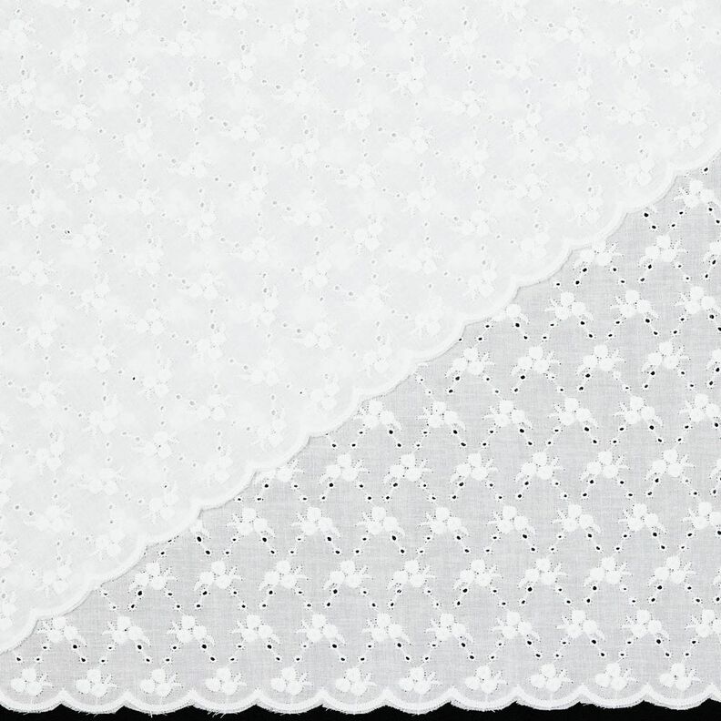 Bomullstyg Engelskt broderi Blommiga diamanter | Poppy Fabrics – vit,  image number 5