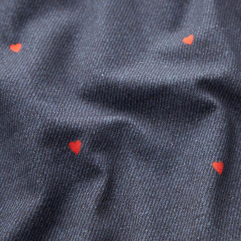 Bomullsjersey hjärtan med jeanslook Digitaltryck – blågrått/eldröd,  image number 2