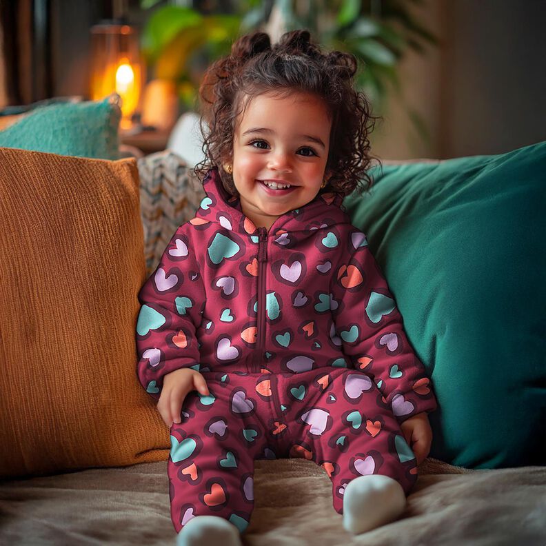 Sweatshirt Ruggad färgglada hjärtan | Poppy Fabrics – stålblå,  image number 5