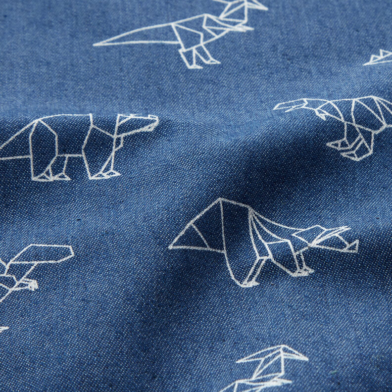 Jeanstyg Stretch origamidinosaurier – jeansblå,  image number 2