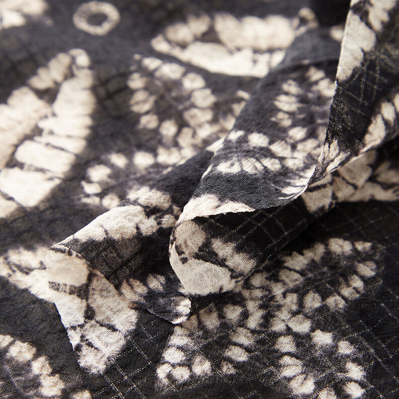 Crepe-chiffong bladtryck – svart/beige,  image number 3