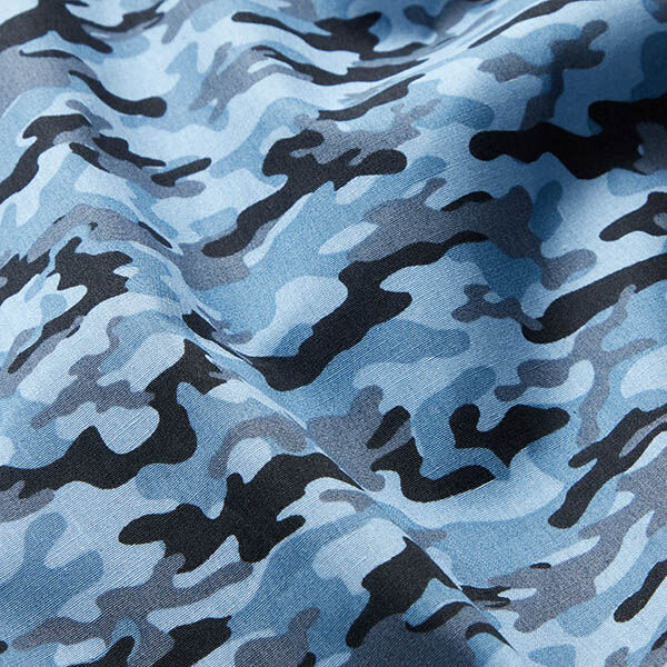 Bomullstyg Poplin kamouflage – blå,  image number 2