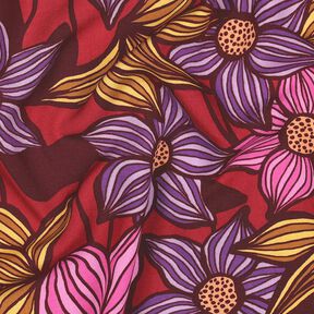 LENZING™ EcoVero™ Viskostyg blommor | Poppy Fabrics – merlot/apricot, 