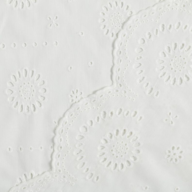 bomullstyg hålbroderi blommor – vit,  image number 4