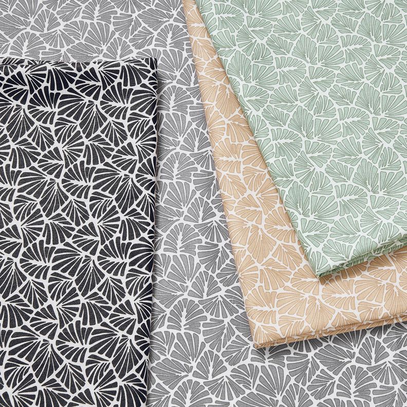 Behandlad bomull abstrakta miniblad – grå/vit,  image number 6