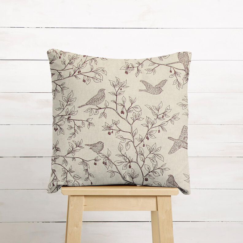 Dekorationstyg Halvpanama s&aring;ngf&aring;glar &ndash; natur/burgunder,  image number 6