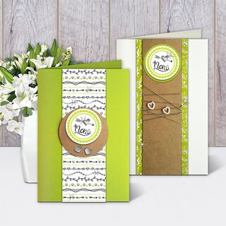 Set med klistermärken bröllop meny Ø 4,8 cm [ 24 styck ] – yllevit/grön, 