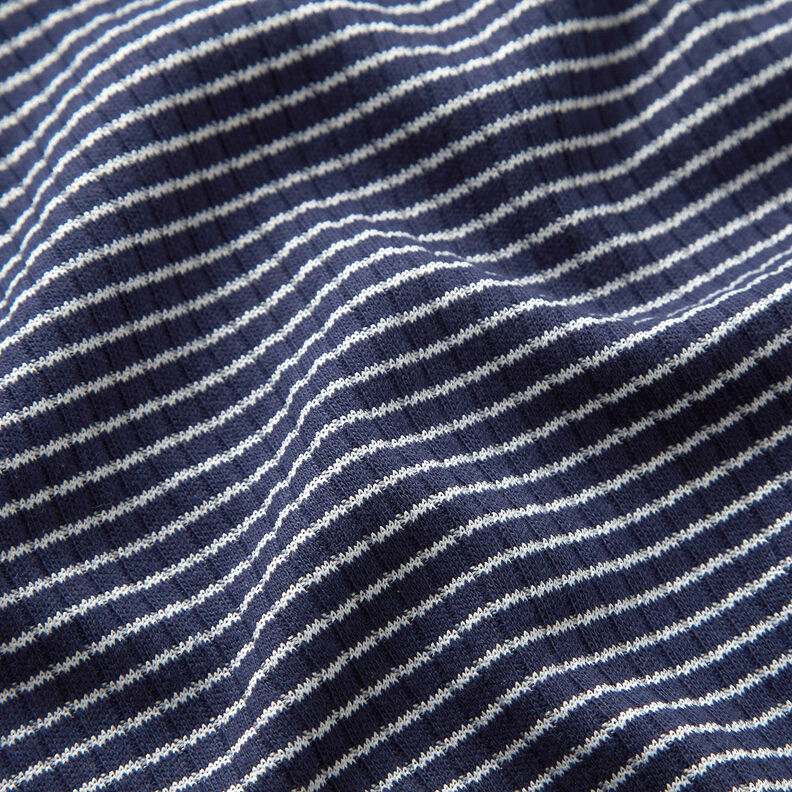 Ribbad jersey miniränder – marinblått/vit,  image number 2