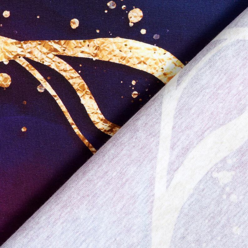 Bomullsjersey drömlik marmor | Glitzerpüppi  – rödlila/gammalguld,  image number 4