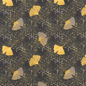 Bomullstyg Kretong Ginkgo – senap, 