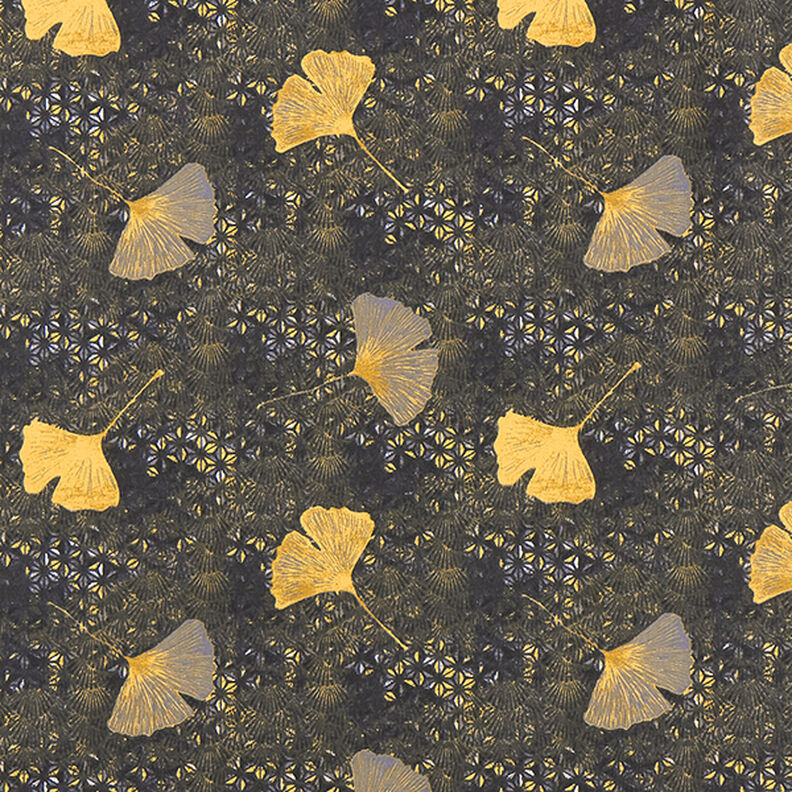 Bomullstyg Kretong Ginkgo – senap, image number 1