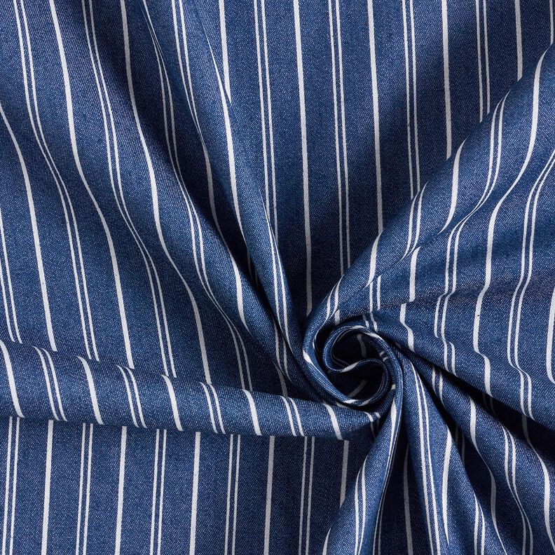 Lätt stretchdenim med kritstrecksränder – jeansblå,  image number 4