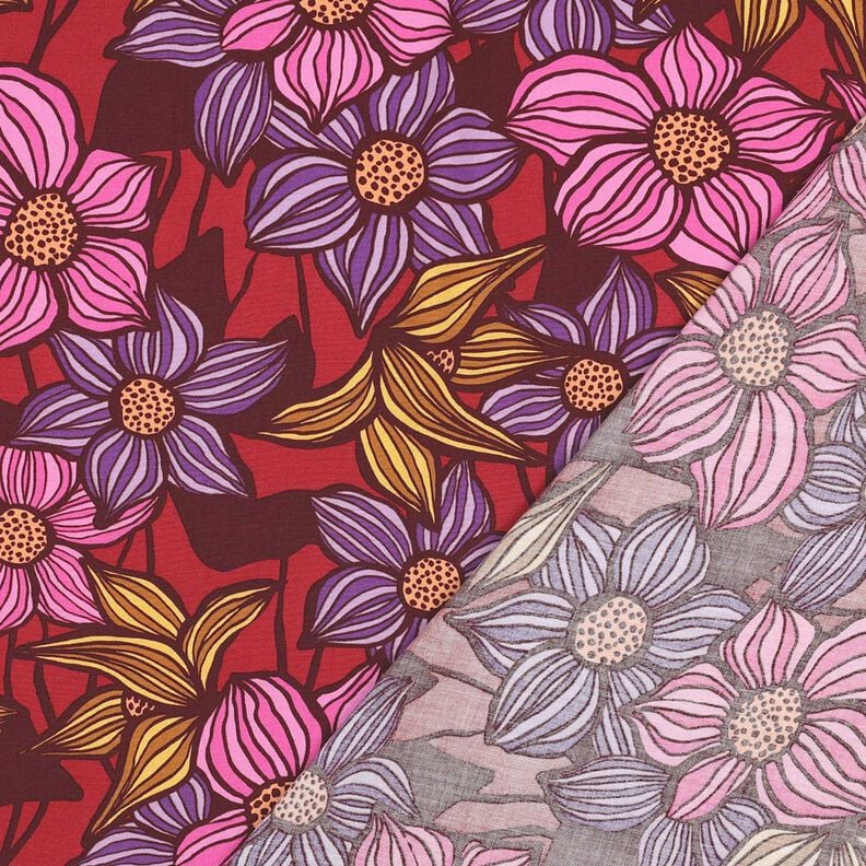 LENZING™ EcoVero™ Viskostyg blommor | Poppy Fabrics – merlot/apricot,  image number 4