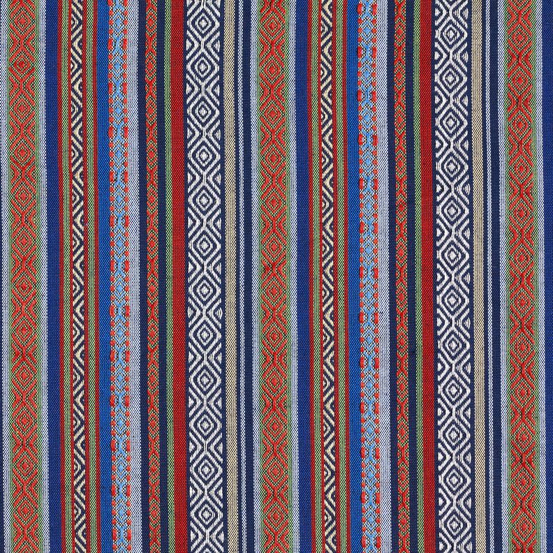 Dekorationstyg Jacquard abstrakta ränder – marinblått/kaminrött, image number 1