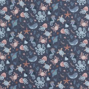 Bomullsjersey Söta sjöstjärnor Digitaltryck | Poppy Fabrics – nattblå, 