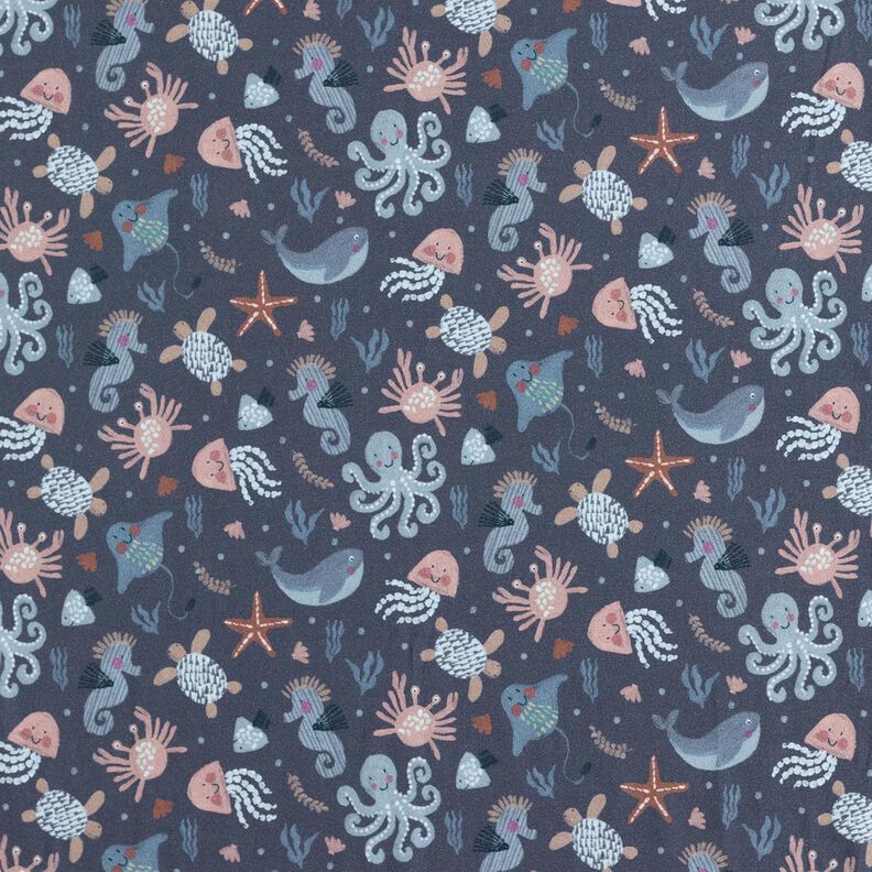 Bomullsjersey Söta sjöstjärnor Digitaltryck | Poppy Fabrics – nattblå,  image number 1