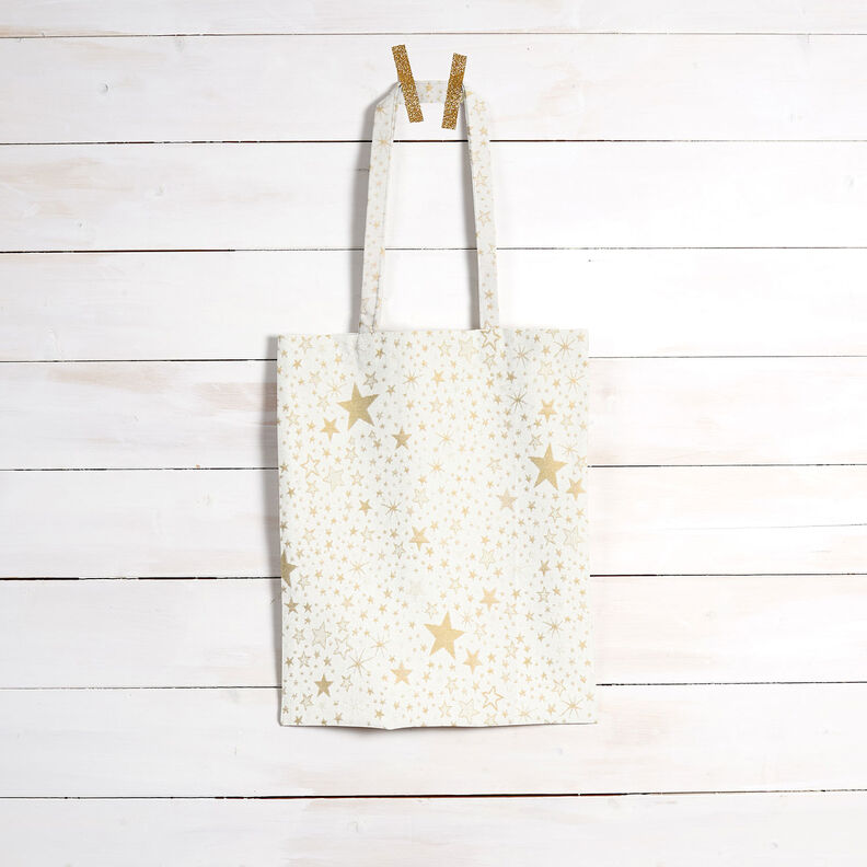 Dekorationstyg Jacquard Lurex Hav av stjärnor – ljusbeige/guld, image number 7
