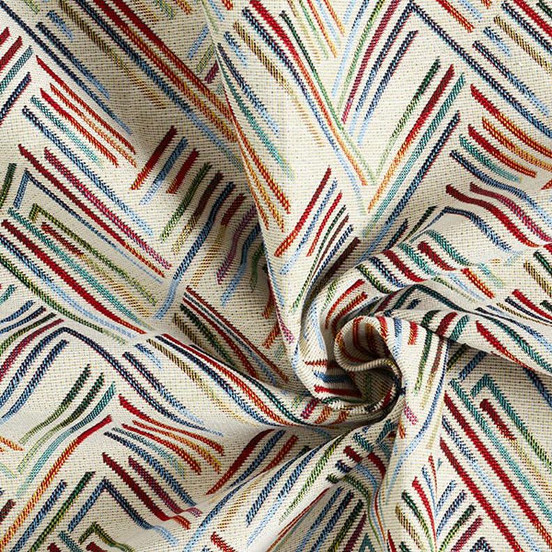 Dekorationstyg Gobeläng sicksacklinjer – ljusbeige/blå, image number 3