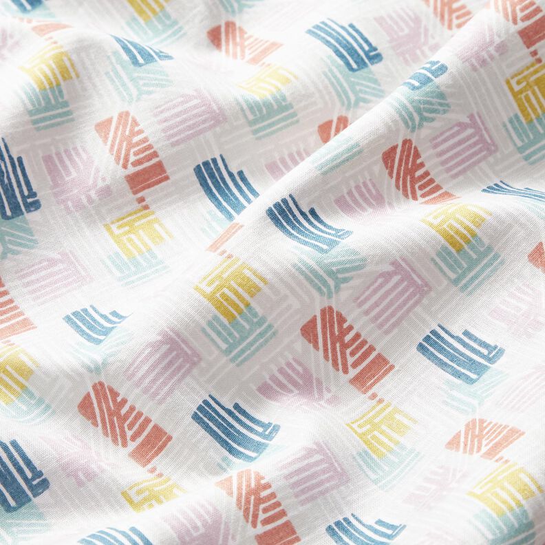 Bomullstyg Kretong Skrafferade former – silvergrå/pastellviolett,  image number 2