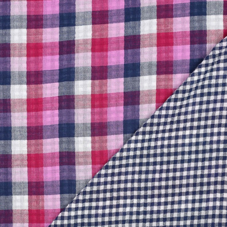 Muslin/Dubbel-krinkelväv Rutigt Dubbelsidigt | Poppy Fabrics – lila/marinblått, image number 4