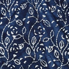 Viskos-voile batik bladgrenar – indigo/vit, 