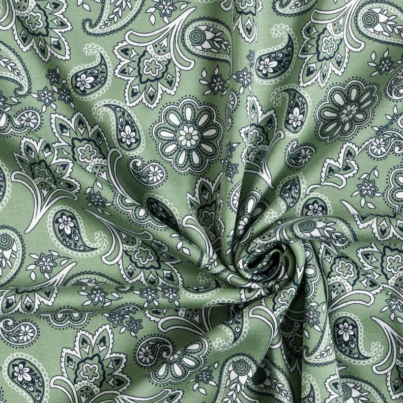 Bomullsjersey Paisley – vass/vit,  image number 3