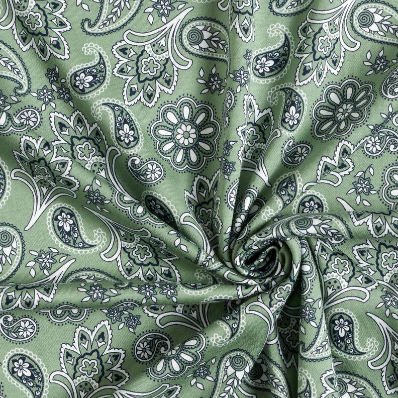 Bomullsjersey Paisley – vass/vit, image number 3