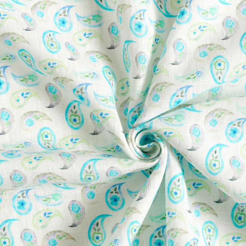 linnemix paisley – elfenbensvit/ljus turkos,  image number 3