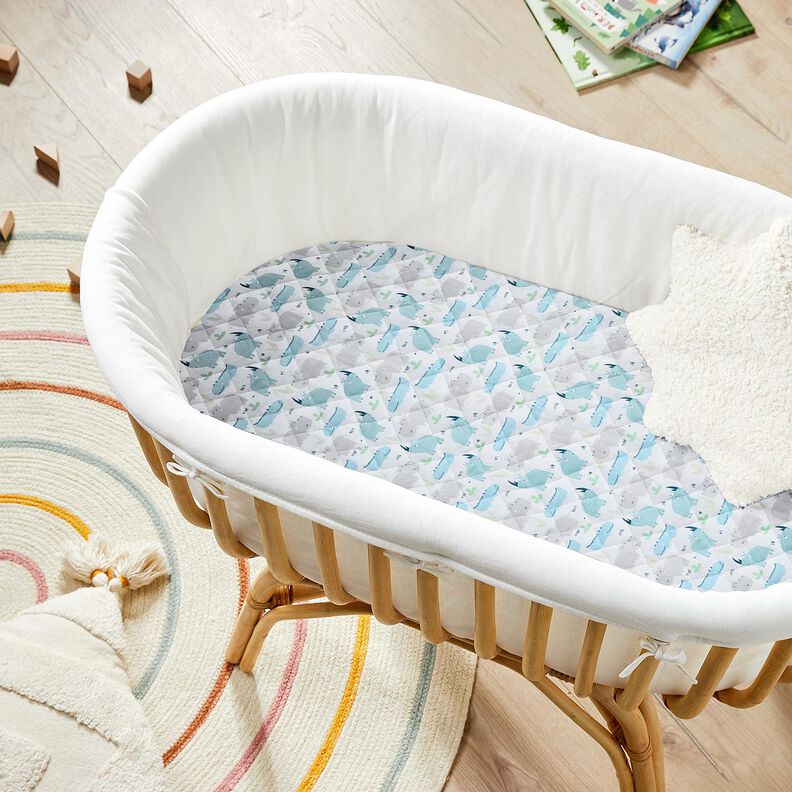 Quiltat tyg flodhäst och noshörning – yllevit,  image number 5