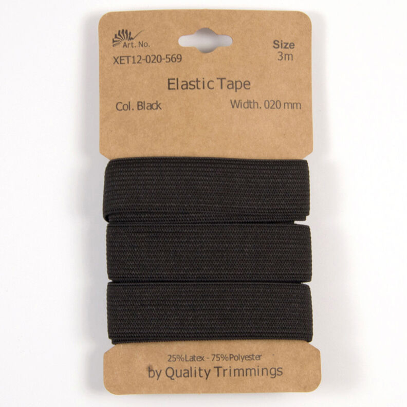 Elastiskt band [3 m | 20 mm] – svart,  image number 1