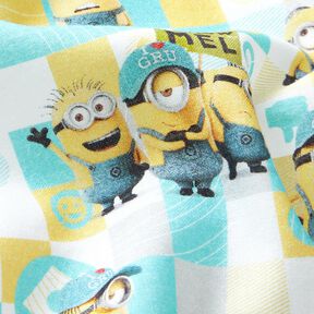 Bomullspoplin Minions Licenstyg | Universal Studios – vit/ljus turkos, 