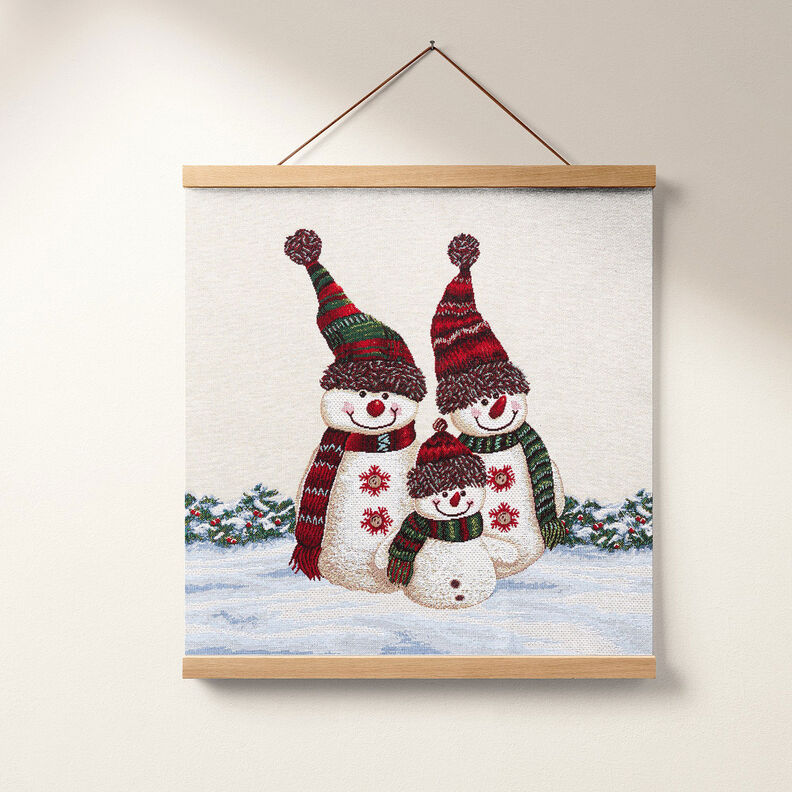 Panel Gobeläng Snögubbe-trio – ljusbeige, image number 6