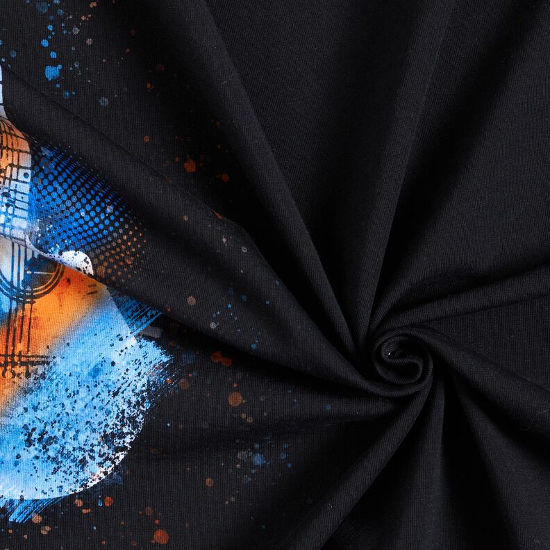Bomullsjersey Panel gitarr | Glitzerpüppi – svart/brandgul,  image number 3