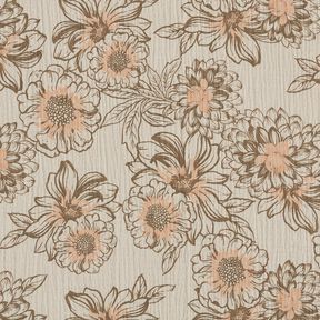 Muslin/Dubbel-krinkelväv sommarblommor – ljus gråbrun/mellanbrunt, 