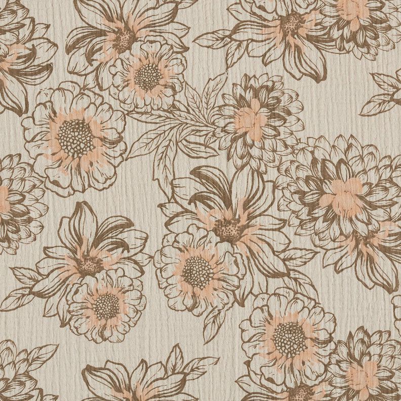 Muslin/Dubbel-krinkelväv sommarblommor – ljus gråbrun/mellanbrunt,  image number 1