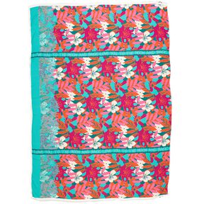 Viskos Voile stora blommor kantdesign Panel – petrol, 