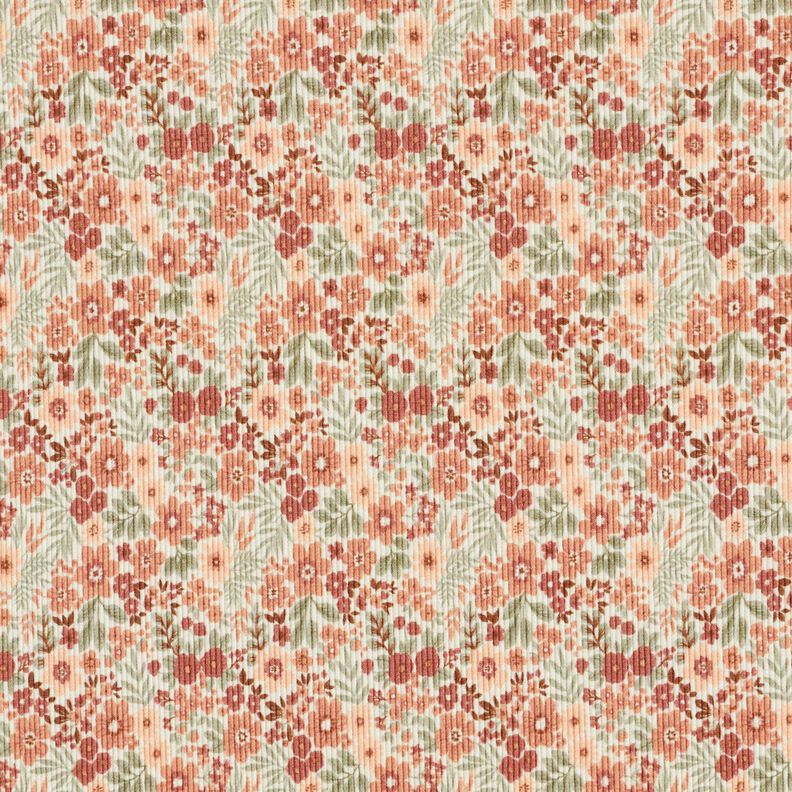 Ribbad jersey Blomsteräng – yllevit, image number 1