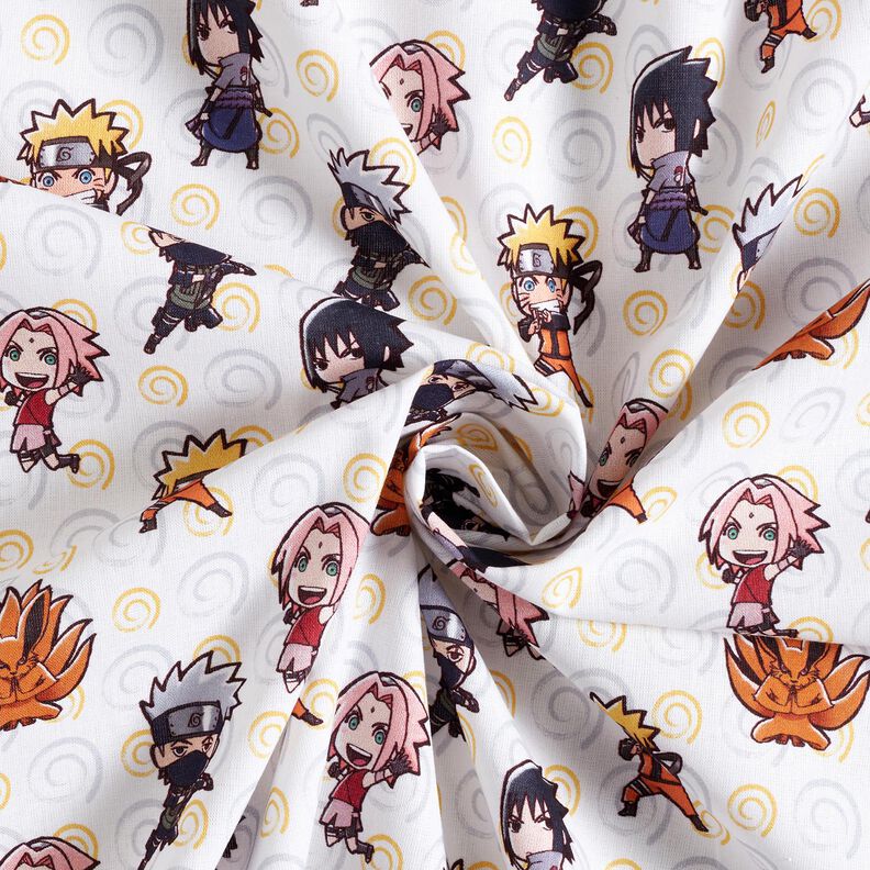 Bomullspoplin Chibi Naruto Licenstyg – vit,  image number 3