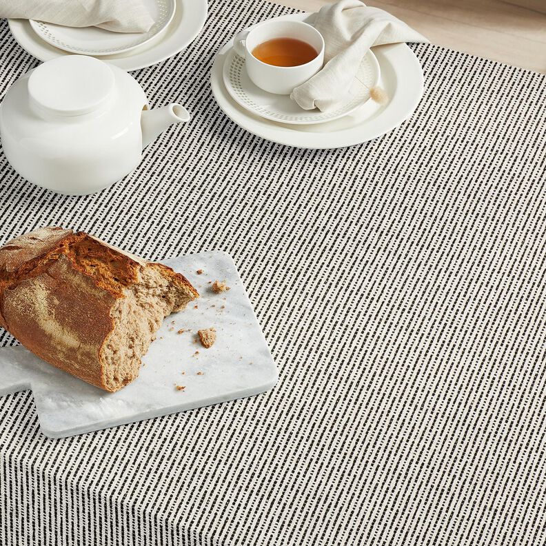 Dekorationstyg Jacquard rustika ränder – svart/natur,  image number 5