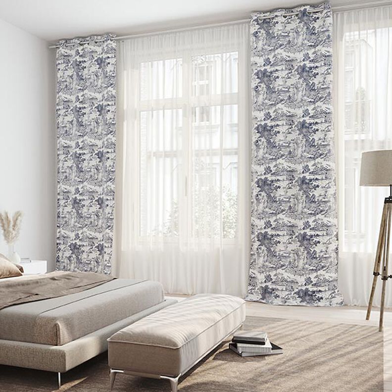 Dekorationstyg Halvpanama Toile de Jour – marinblått/yllevit,  image number 4
