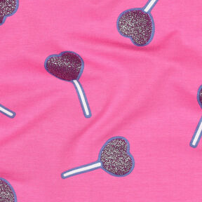 Bomullsjersey Glittriga hjärtklubbor | Poppy Fabrics – pink, 