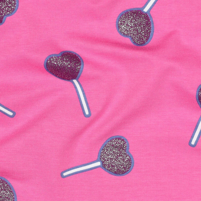 Bomullsjersey Glittriga hjärtklubbor | Poppy Fabrics – pink, image number 2