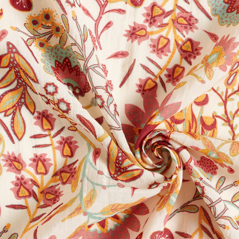 Viskosmix Retroblommor – elfenbensvit/ljus bärfärg, image number 3