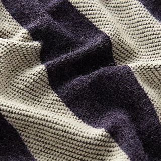 Stickad jacquard breda vertikala ränder – nattblå/vit, 